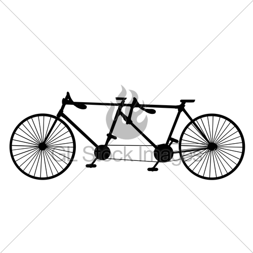 500x500 Vintage Silhouette Tandem Bicycle Icon Isolated On White Gl