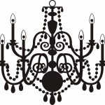 150x150 Lighting ~ Retro Chandelier Silhouette Royalty Free Cliparts