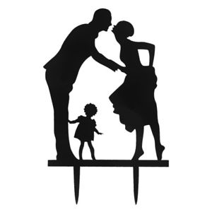 300x300 Silhouette Bride Amp Groom With Child Wedding Acrylic Cake Topper