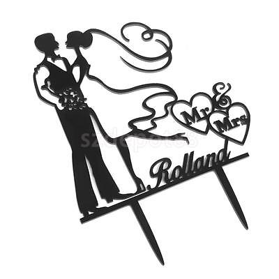 400x400 Vintage Wedding Cake Topper Black Acrylic Silhouette Groom