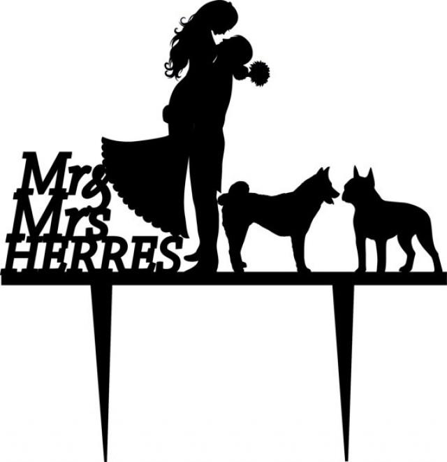 640x661 Wedding Cake Topper Silhouette Groom And Bride, Acrylic Cake