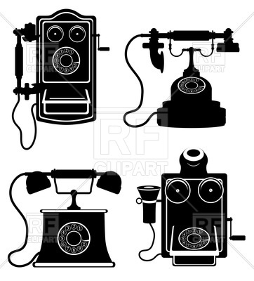 362x400 Phone Vintage Illustration Black Silhouette Isolated On White