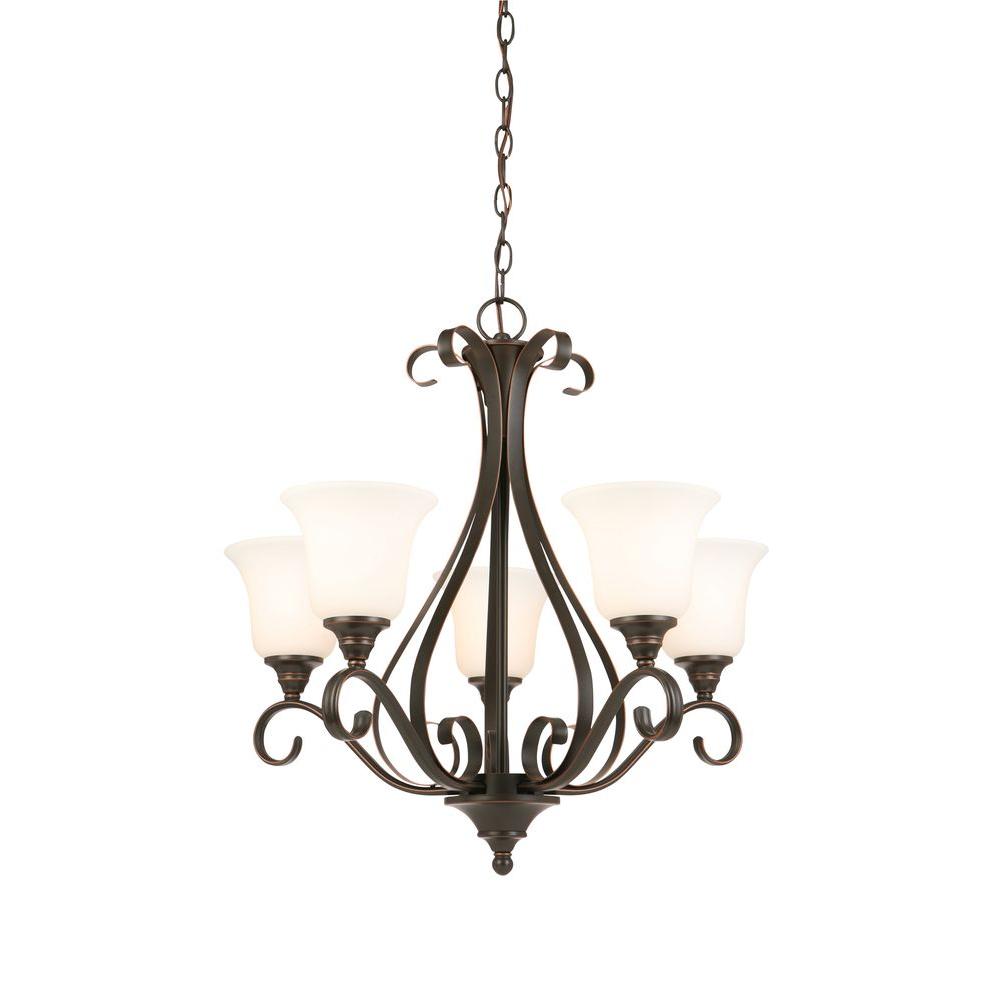 1000x1000 Hampton Bay 5 Light Oil Rubbed Bronze Chandelier With Frosted