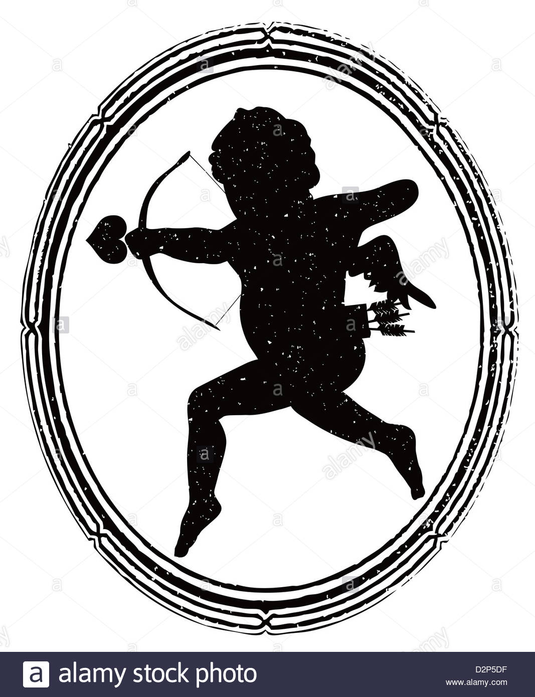 1067x1390 Shooting Cupid Silhouette And Vintage Frame Stock Photo, Royalty
