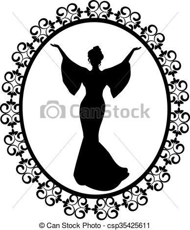 388x470 Diva A Carved Vintage Frame. Elegant Female Silhouette