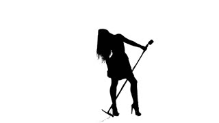 320x180 Retro Woman Head Silhouette In Round Frame. Stock Video Footage