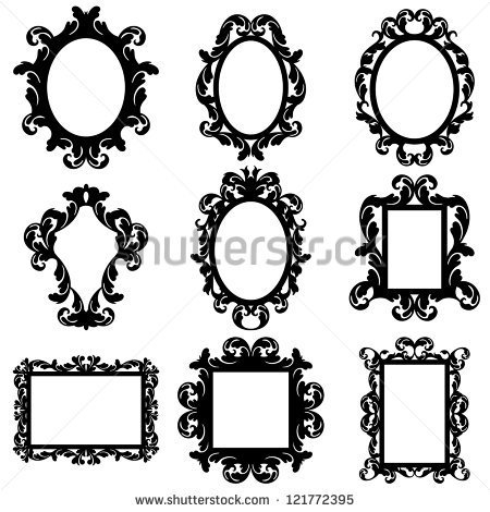 450x470 Vector Set Of Baroque Frame Silhouettes