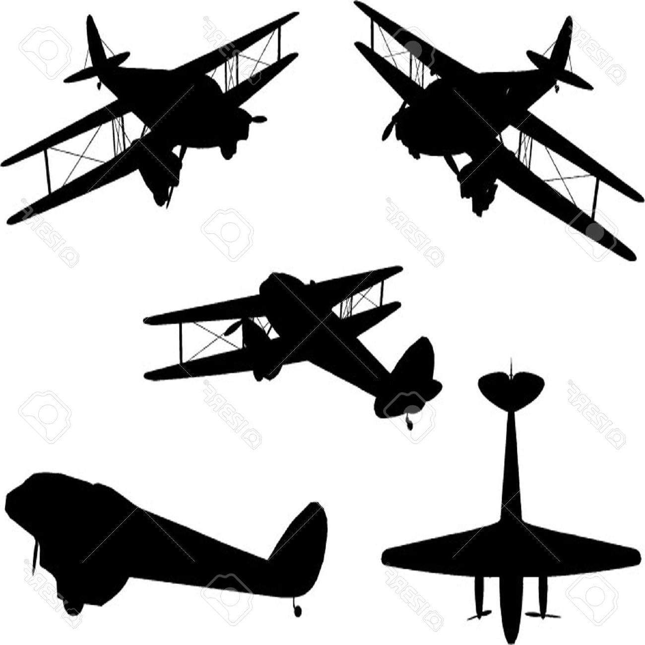 1300x1300 Top Vintage Plane Silhouette Set Drawing