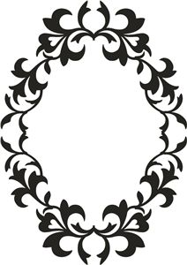 212x300 Round Vintage Silhouette Cameo Frame Clipart Monogram