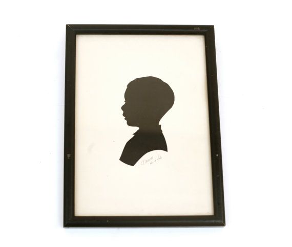 570x483 Vintage Silhouette Portrait Framed Picture Of Boy Black White