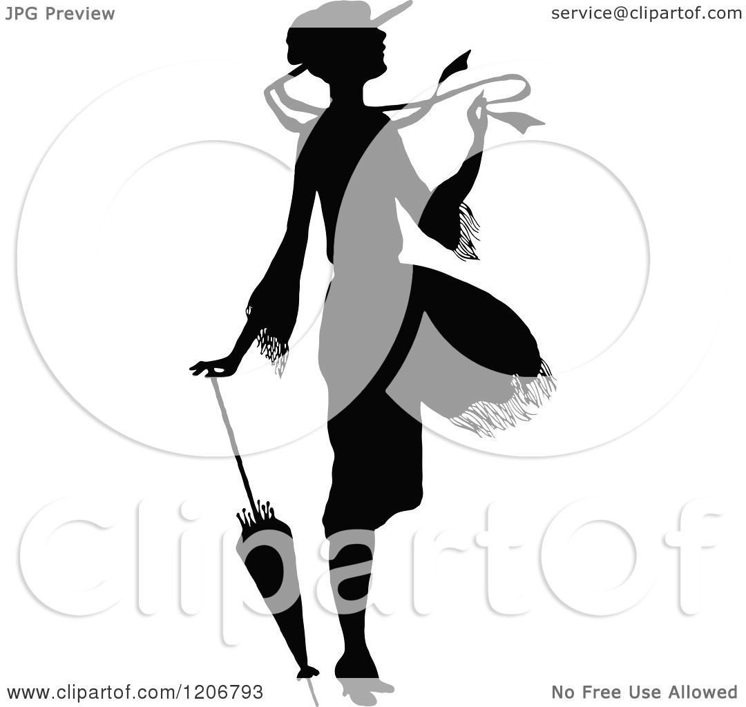 1080x1024 Clipart Of A Vintage Black And White Silhouetted Woman In A Breeze