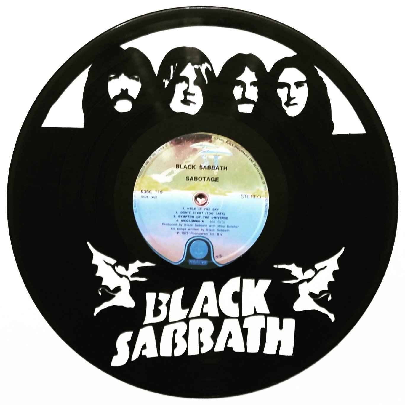 1367x1367 Black Sabbath, Band Members, Ozzy Silhouette Vinyl Record Art.