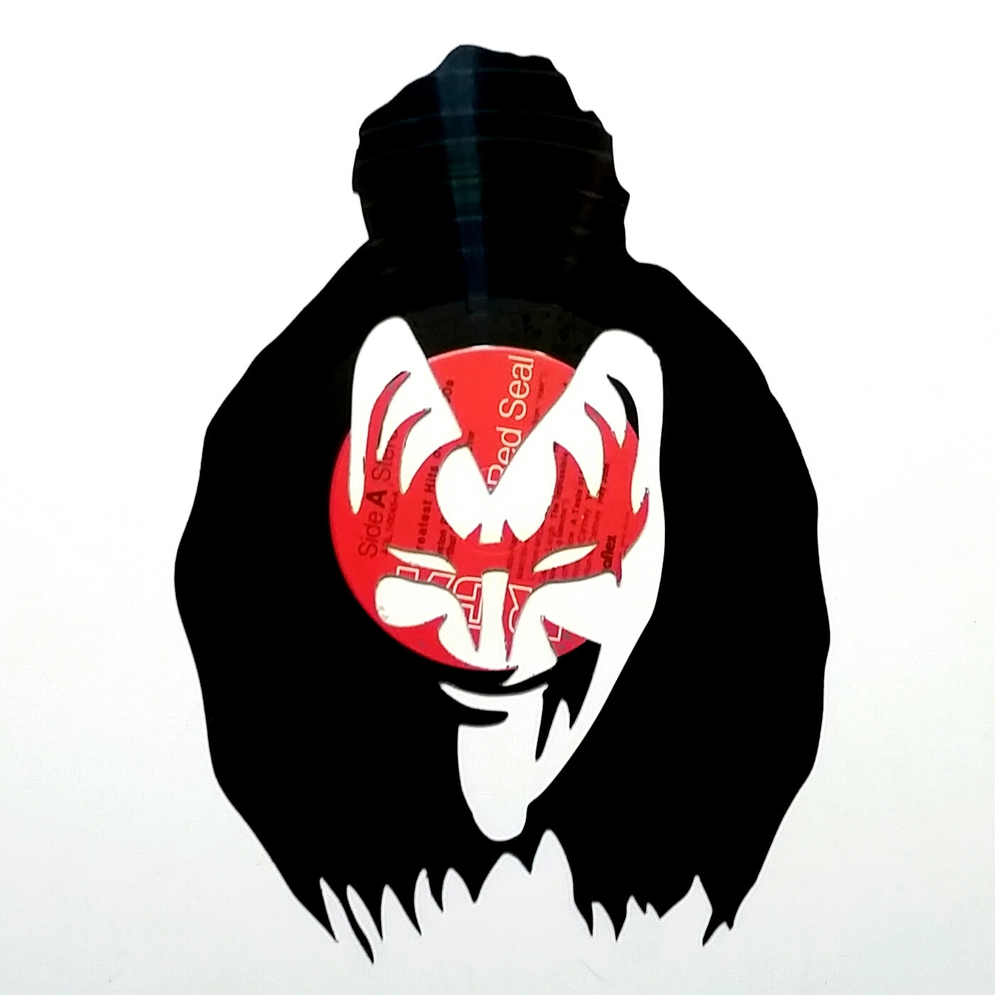 1402x1401 Gene Simmons, Kiss, Tongue Out Silhouette Vinyl Record Art.