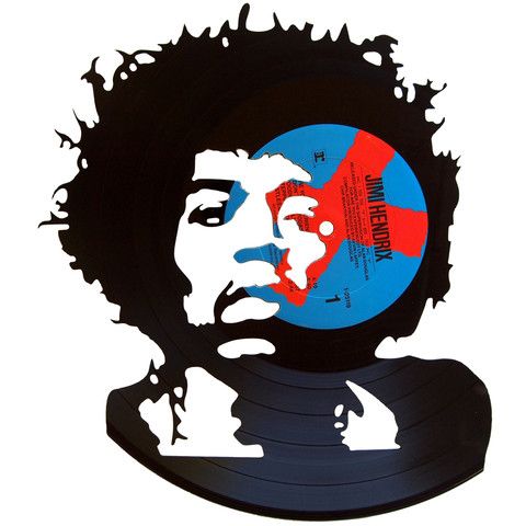 480x480 Jimi Hendrix Silhouette Vinyl Record Art