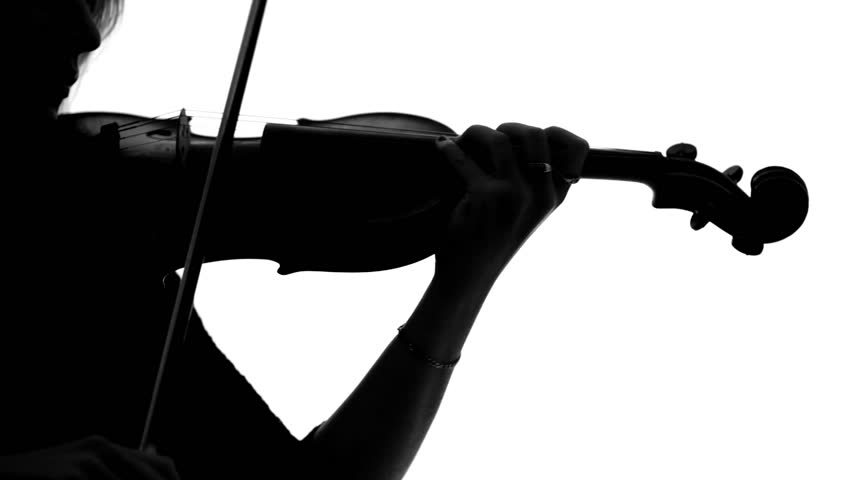 852x480 Close Up Of Violinist's Silhouette Playing On Her A Musical