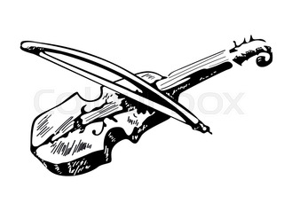 320x229 Violin Silhouette On White Background, Vector Illustration Stock