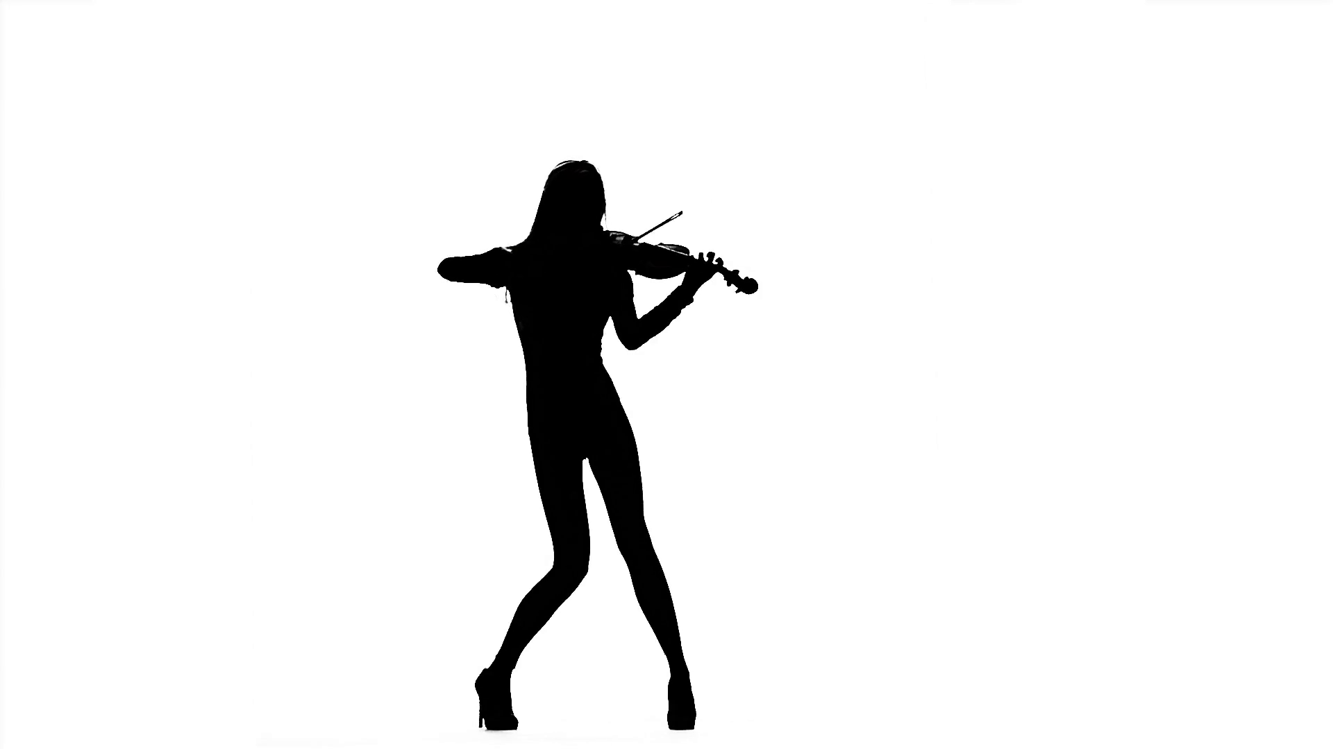 1920x1080 Girl Playing The Violin. Silhouette On White Background. Slow