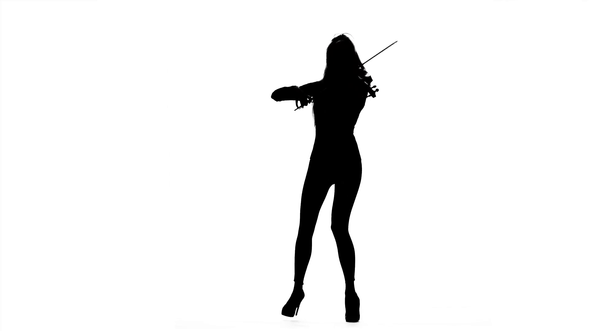 1920x1080 Girl Violinist Playing The Fiddle. Silhouette Stock Video Footage
