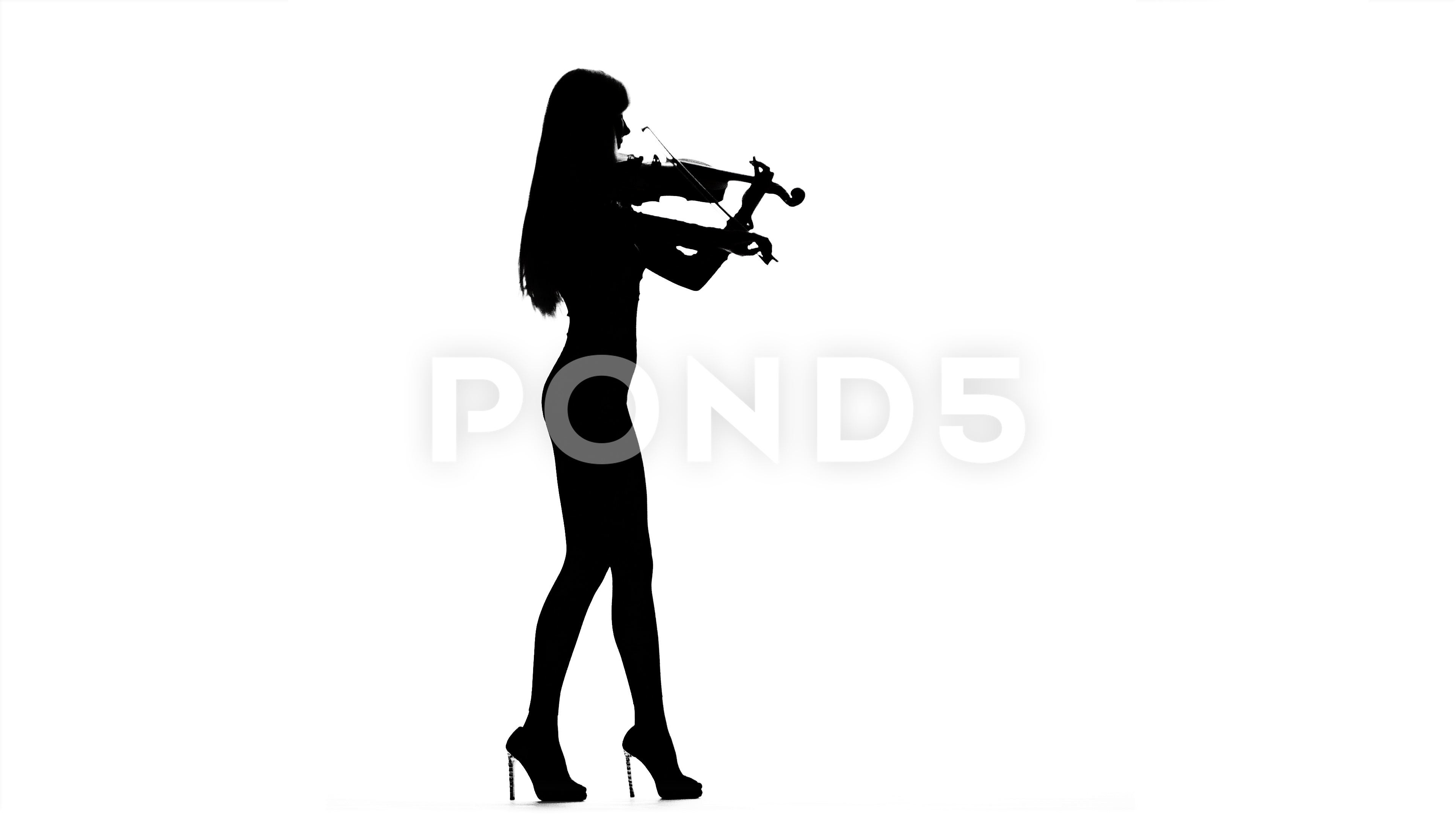 3840x2160 Video Girl Rofessional Violinist Playing The Fiddle. Silhouette