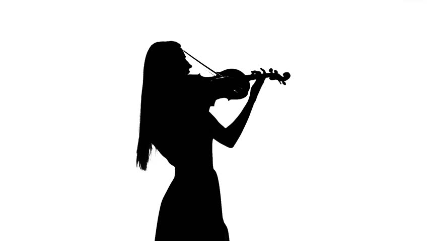 852x480 Woman Violinist Playing The Fiddle. Silhouette Stock Footage Video