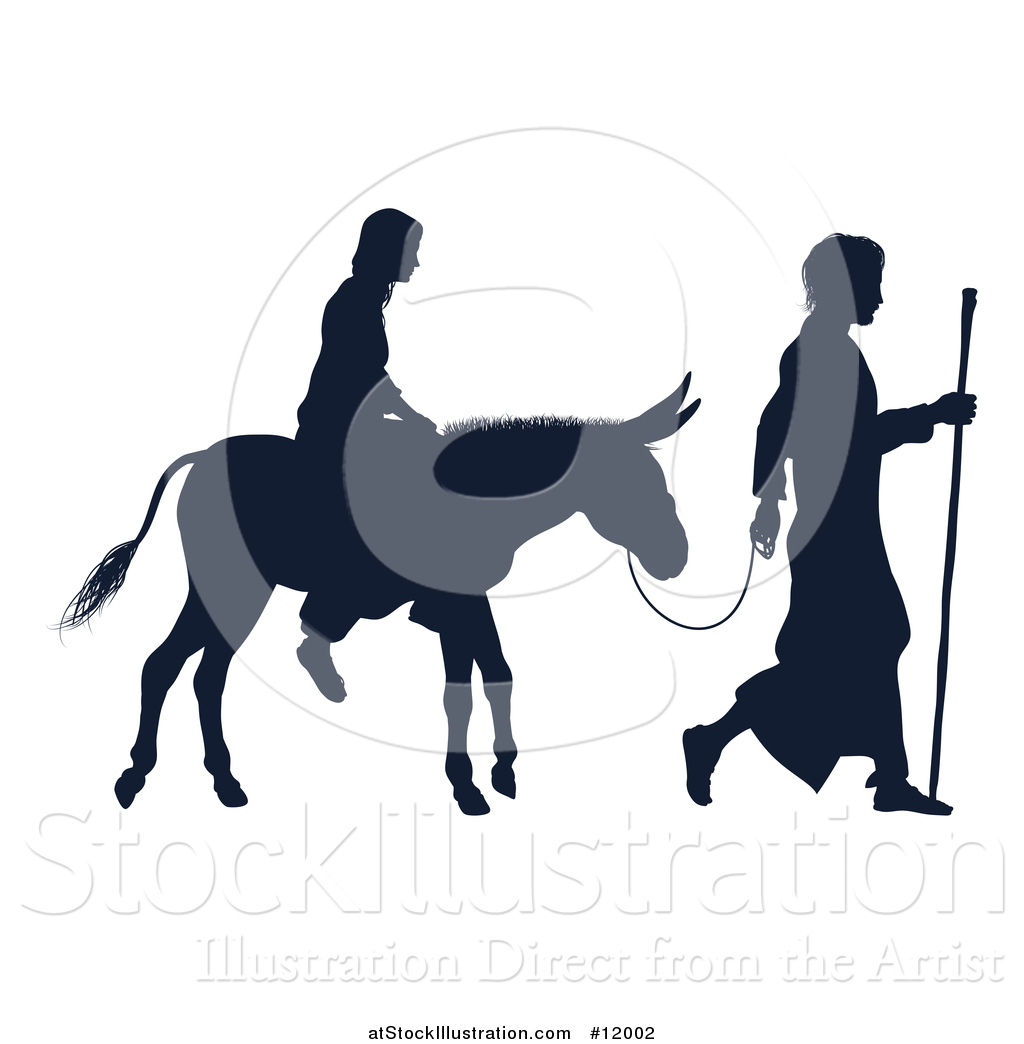 1024x1044 Vector Illustration Of A Silhouetted Virgin Mary On A Donkey