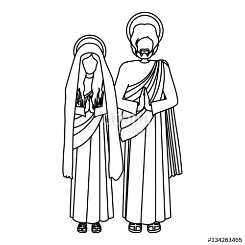 500x500 Silhouette Virgin Mary And Saint Joseph Praying Vector