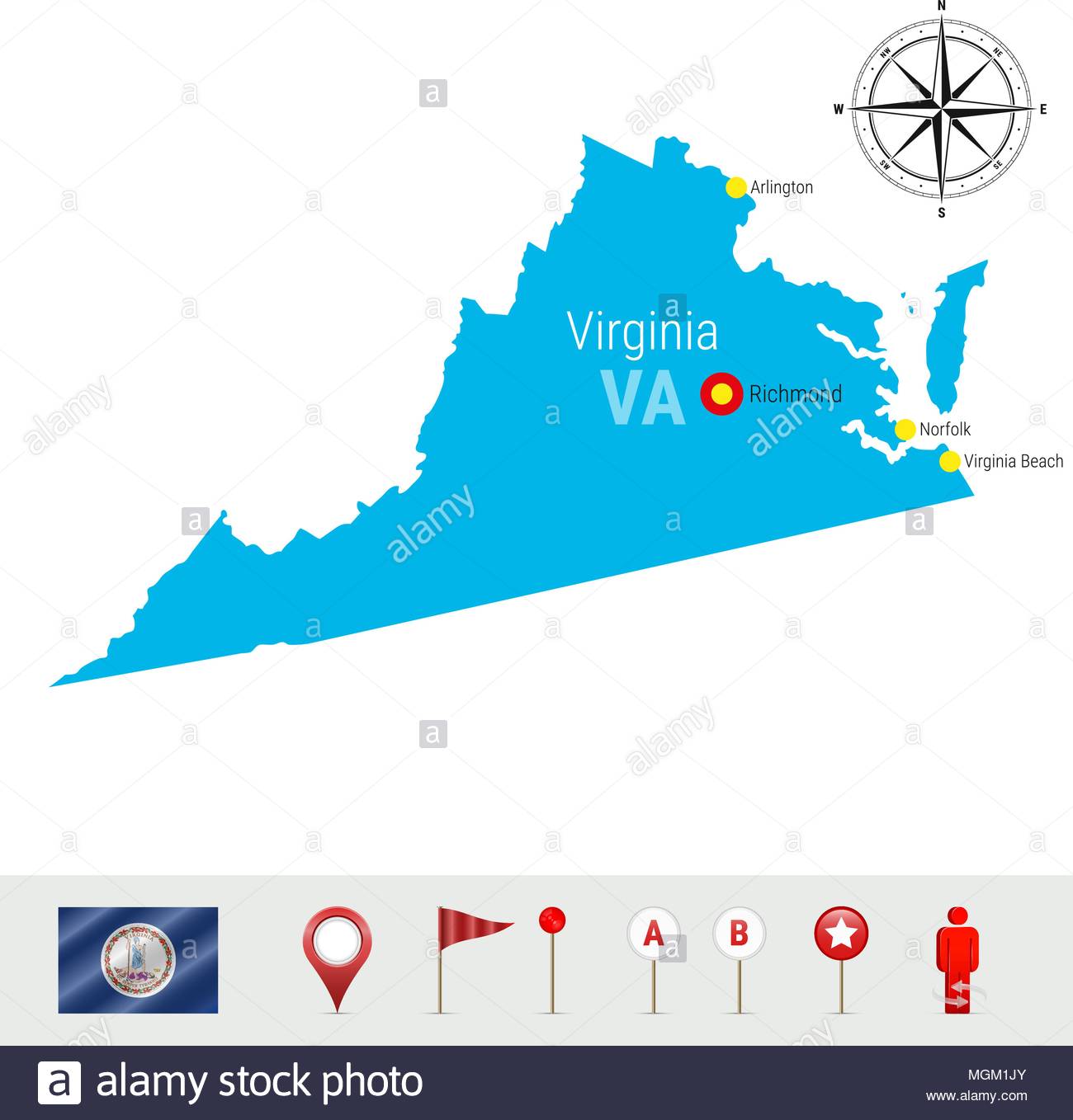 1300x1358 Virginia State Map Stock Photos Amp Virginia State Map Stock Images