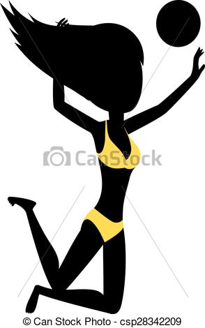 294x470 Volleyball Girl. Silhouette Of A Girl Plays Beach Volleyball