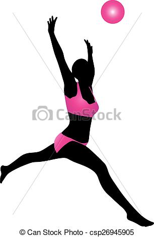306x470 Volleyball Silhouette. A Silhoutte Of A Woman Jumping To Hit