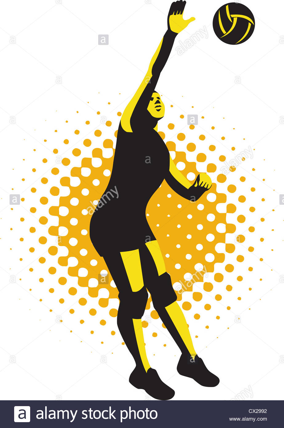 923x1390 Illustration Of A Female Volleyball Player Jumping Spiking Ball