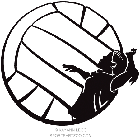450x450 Silhouette Of A Girl Volleyball Player Spiking In A Stylized