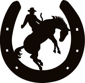 350x341 Tinkerbell Silhouette Horseshoe W Cowboy 2 Decal