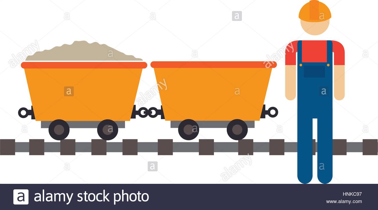 1300x722 Color Silhouette With Worker And Wagon Of Mining Over Rail Stock