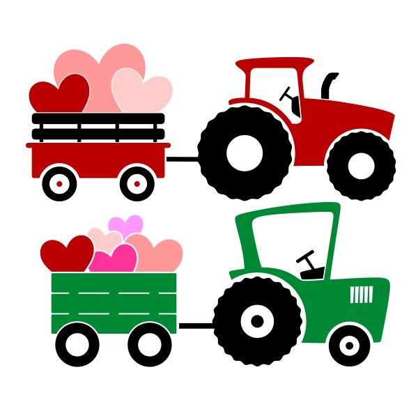 600x600 Wagon Tractor Svg Cuttable Design Valentine's Day