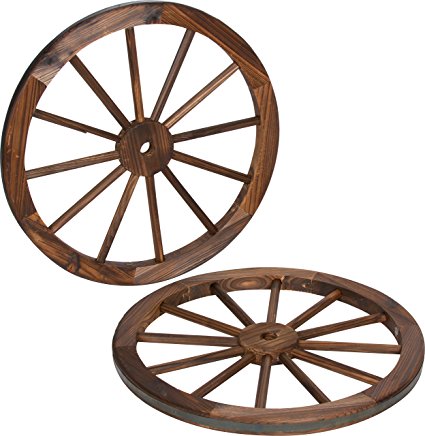 425x436 Decorative Vintage Wood Garden Wagon Wheel With Steel Rim