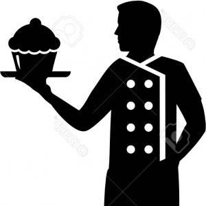 300x300 Stock Illustration Chef Waiter Detail Silhouette Vector Shopatcloth