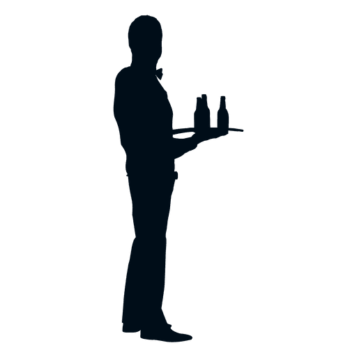 512x512 Waiter With Bottles Silhouette
