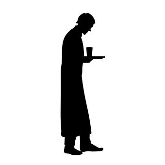 340x340 Free Silhouette Vector An Illustration, Waiter