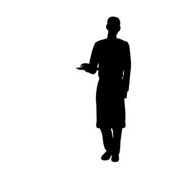 340x340 Free Silhouette Vector An Illustration, Waiter
