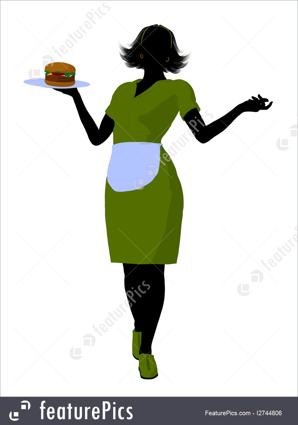 977x1392 Waitress Silhouette Illustration