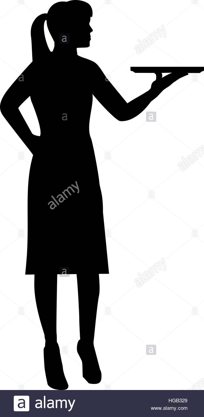 683x1390 Waitress With Plate Silhouette Stock Vector Art Amp Illustration