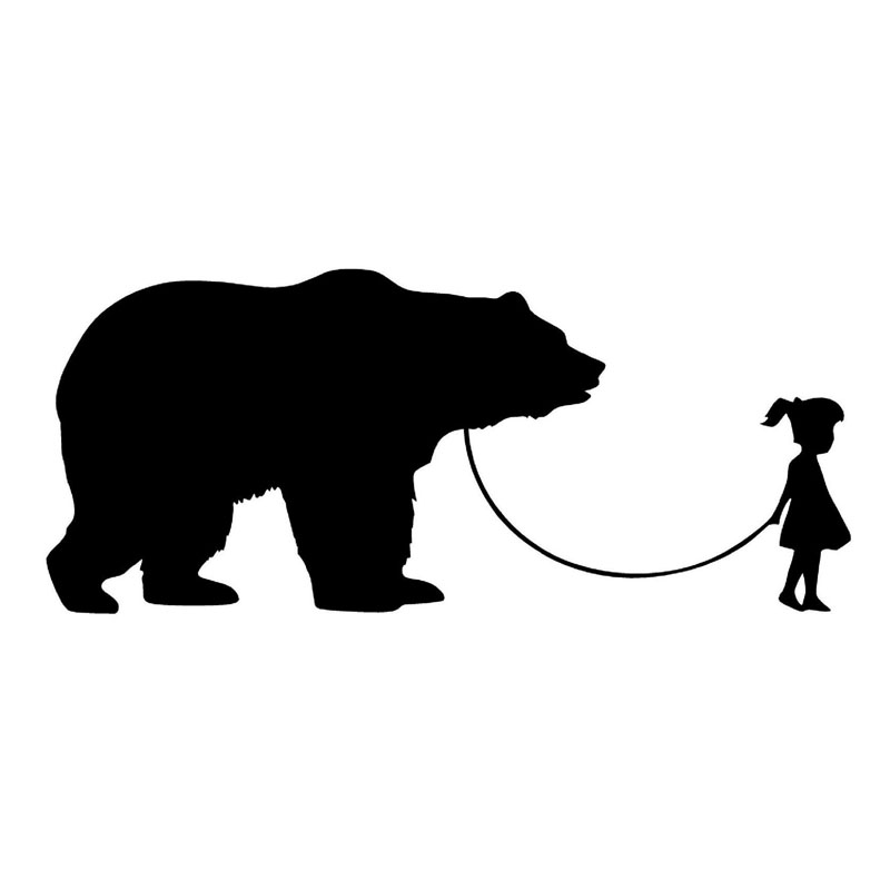 800x800 17.87.6cm Girl Walking A Bear Decorative Animal Car Stickers