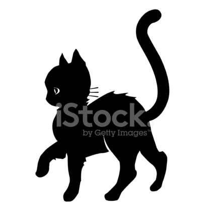 415x440 Walking Cat Silhouette Stock Vector