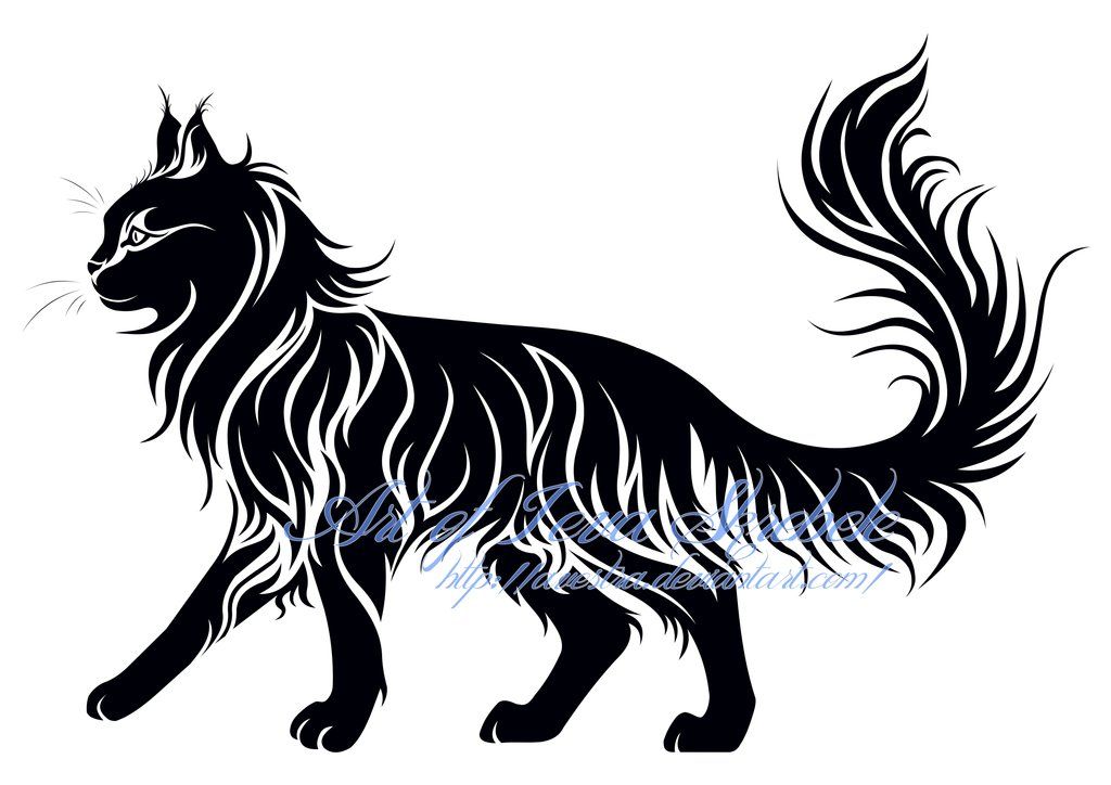 1024x724 Walking Cat Tribal Tattoo By On @
