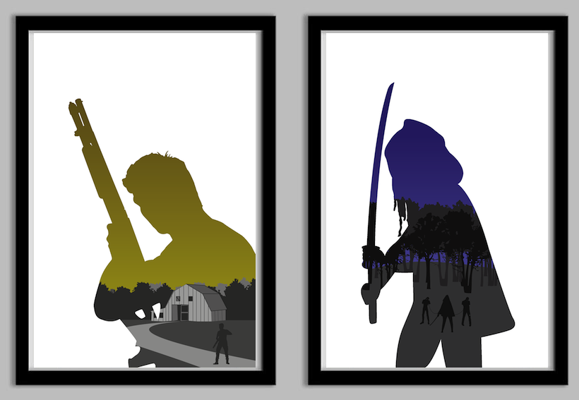 820x567 The Walking Dead Silhouette Poster Set