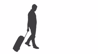320x180 Silhouette Of A Man Walking With A Suitcase And Waiting