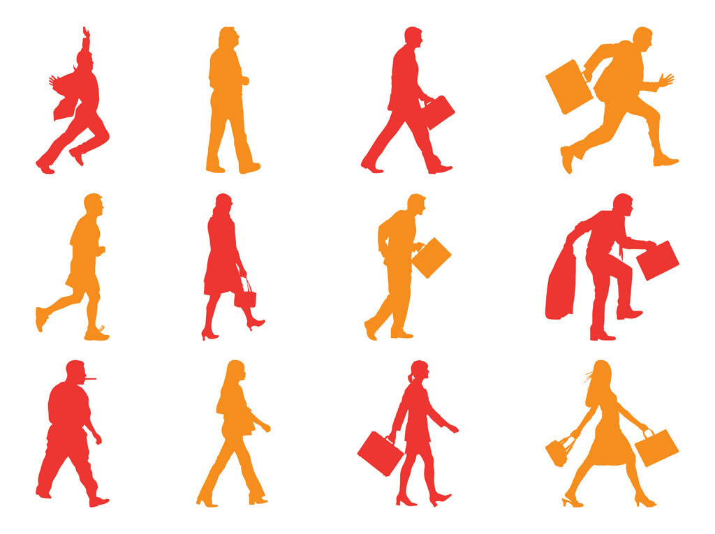 1024x765 Walking People Silhouettes Pack Free Vectors Ui Download