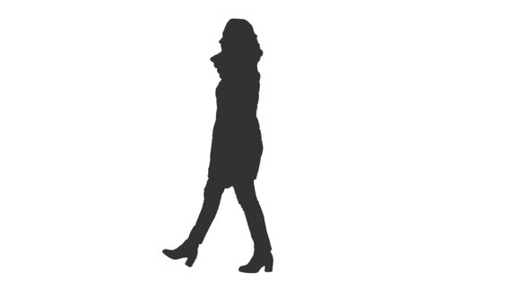 590x332 Silhouette Of A Young Woman Walking In The Street, Alpha Channel