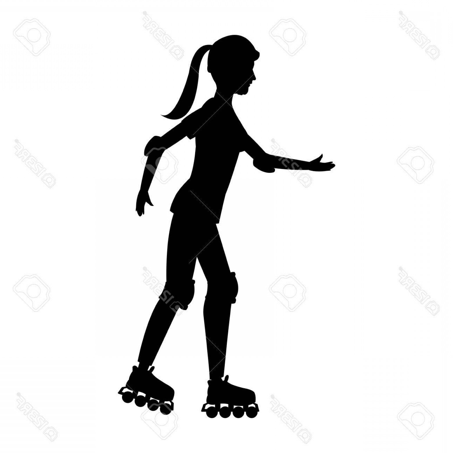 1560x1560 Photostock Vector Silhouette Girl Roller Skate Helmet Walking
