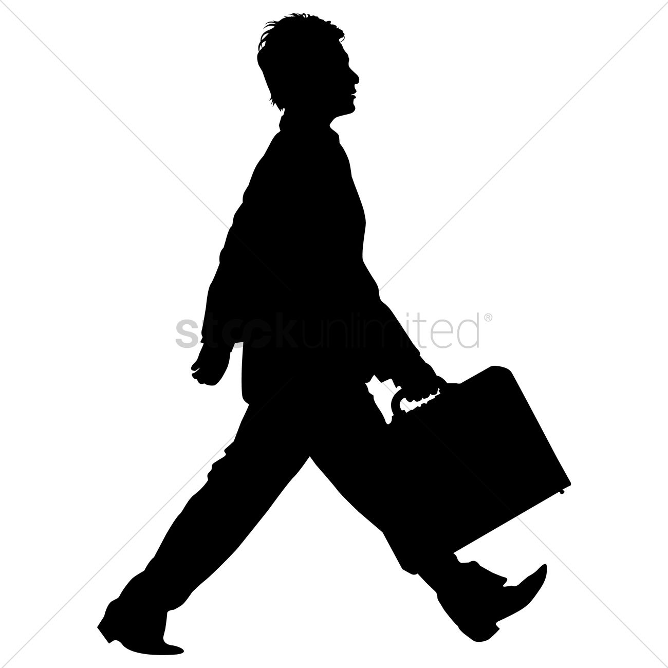 1300x1300 Businessman Walking With Briefcase Silhouette Vector Image